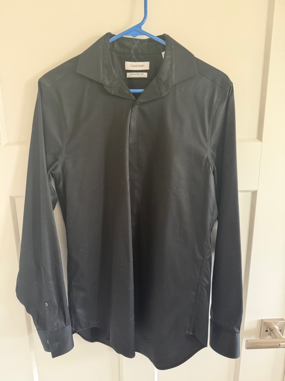 Calvin Klein Black Satin Dress Shirt - Long Sleeve